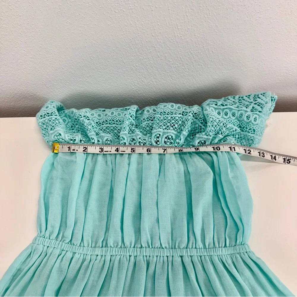 Debbie Katz Off the Shoulder Beach Boho Feminine Beach Resort Teal Maxi‎ Dress S